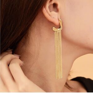 Gold long tassel earrings